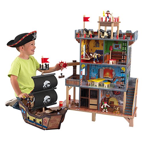 KidKraft 63284 Pirate's Cove Jeu en bois pour enfant avec bateau de pirate et figurines incluses